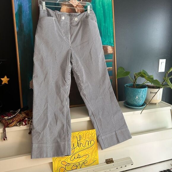 Jones New York Stretch Black and White Striped Cropped Pants 10 - Picture 5 of 16